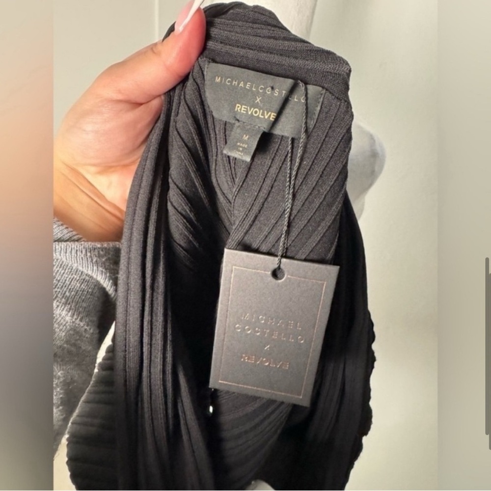 Michael Costello X Revolve Knit Ribbed off Shoulder Top in Black/ Size Medium - Picture 7 of 8